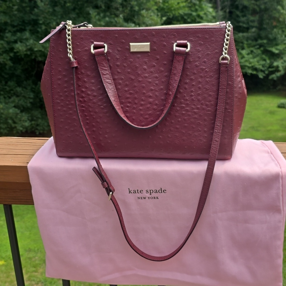 Kate Spade Bristol Drive Ostrich Cherrywood bag 2 Way Bag